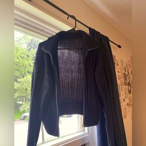 black knit zip up